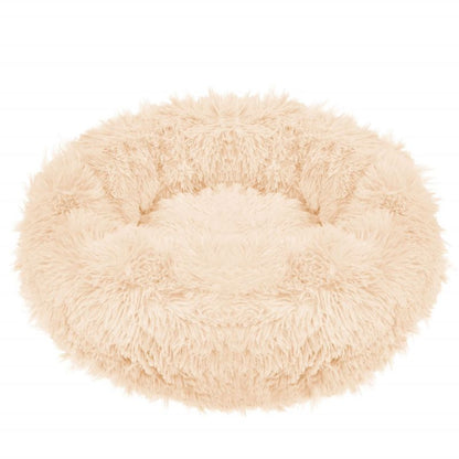 Springos hundeseng 70 cm rund i blødt cremefarvet plysmateriale, 1 stk.