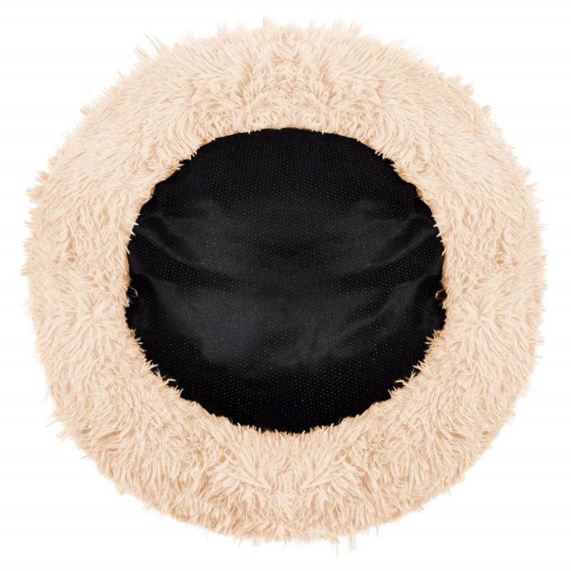 Springos hundeseng 70 cm rund i blødt cremefarvet plysmateriale, 1 stk.