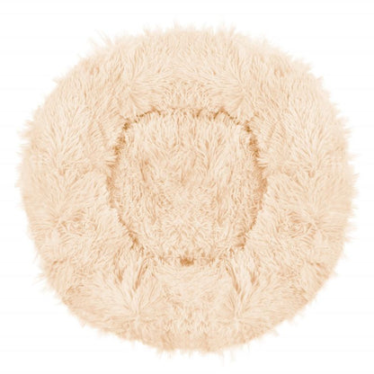 Springos hundeseng 70 cm rund i blødt cremefarvet plysmateriale, 1 stk.