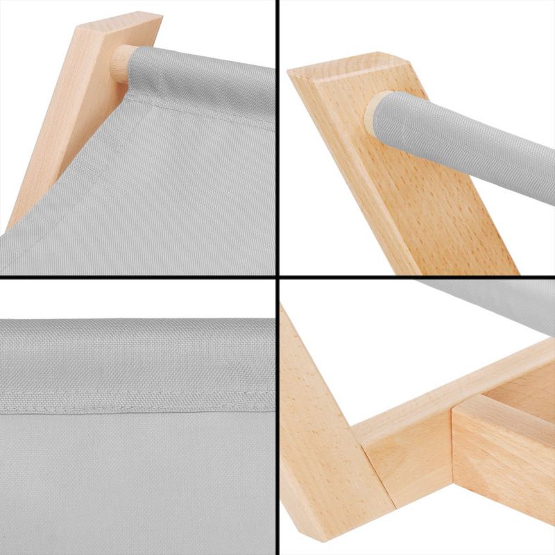 Springos hundeseng 70 x 40 cm træliggestol til kat, grå hængekøje 1 stk.