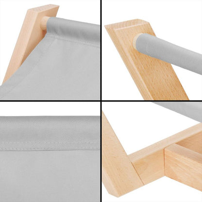 Springos hundeseng 70 x 40 cm træliggestol til kat, grå hængekøje 1 stk.