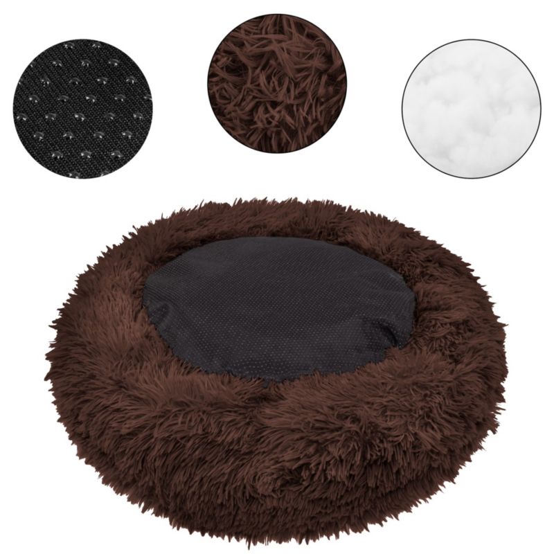 Springos hundeseng 80 cm blødt katteseng i brun, 1 stk.