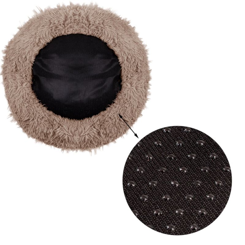 Springos hundeseng 80 cm, rund, plysseng i lys brun, 1 stk.