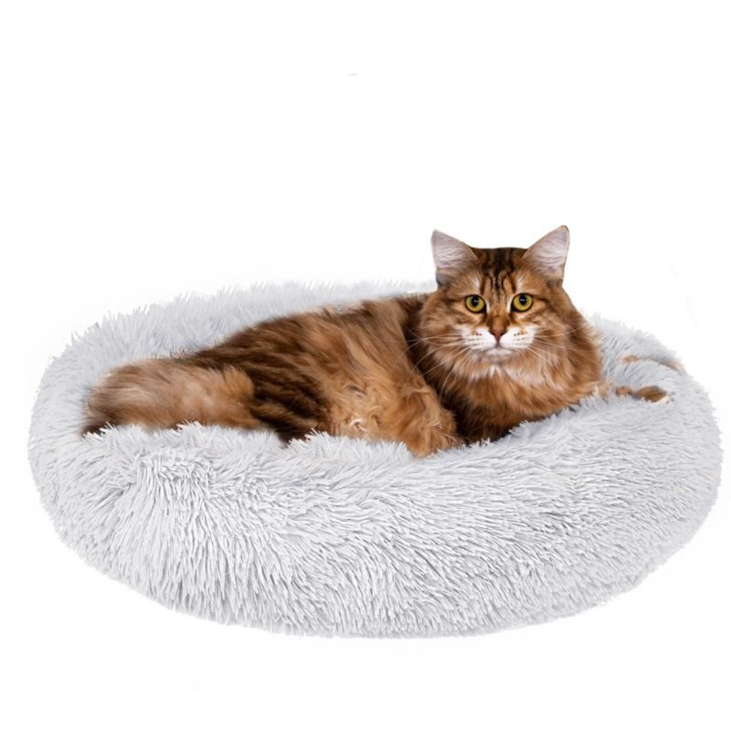 Springos hundeseng 90 cm i blødt plys, grå, 1 stk.