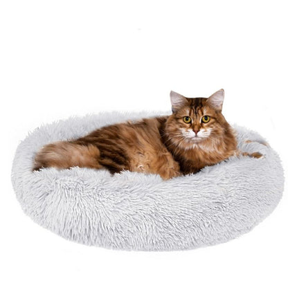 Springos hundeseng 90 cm i blødt plys, grå, 1 stk.