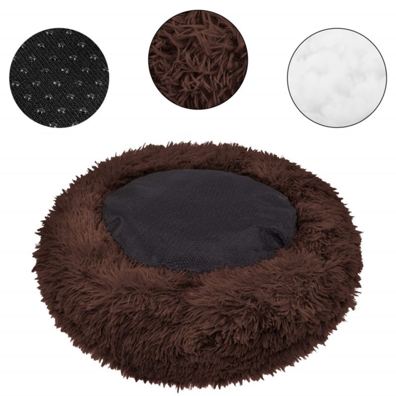 Springos hundeseng og kattekurv 90 cm Springos blød seng brun 1 stk.
