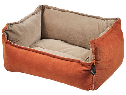 Izmir velour hunde- og kattekurv i orange og beige, 1 stk.