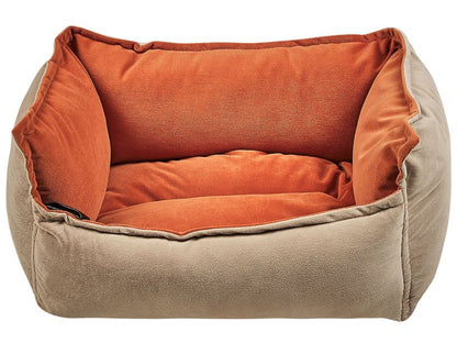 Izmir velour hunde- og kattekurv i orange og beige, 1 stk.