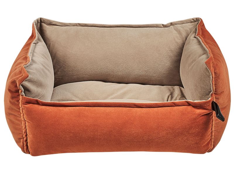 Izmir velour hunde- og kattekurv i orange og beige, 1 stk.