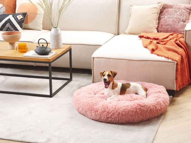 Kulu hunde- og kattehule i kunstpels, pink, 1 stk.