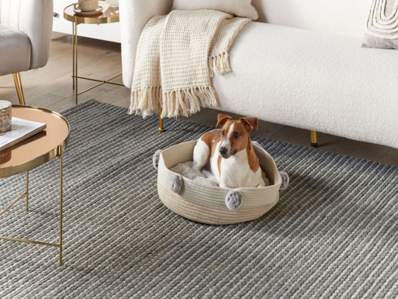 Ortaca rundt hunde- og kattehule i lys beige bomuld, 1 stk.