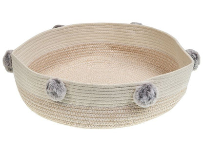 Ortaca rundt hunde- og kattehule i lys beige bomuld, 1 stk.