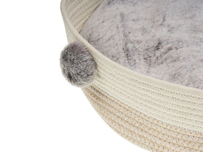 Ortaca rundt hunde- og kattehule i lys beige bomuld, 1 stk.