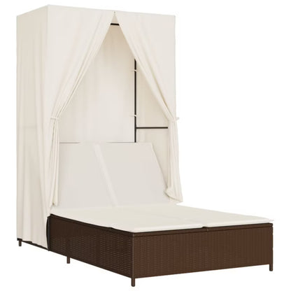 Liggestol Dobbelt 104x197 cm Brun med Kaleche og Gardiner