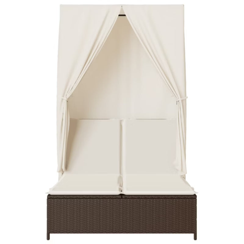 Liggestol Dobbelt 104x197 cm Brun med Kaleche og Gardiner