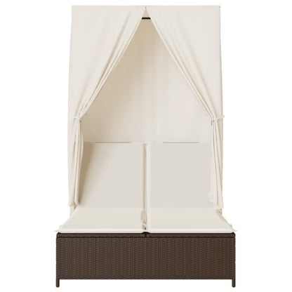 Liggestol Dobbelt 104x197 cm Brun med Kaleche og Gardiner