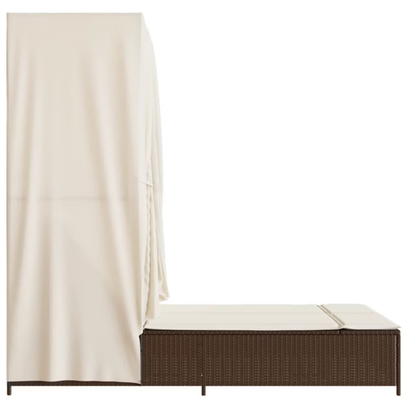 Liggestol Dobbelt 104x197 cm Brun med Kaleche og Gardiner