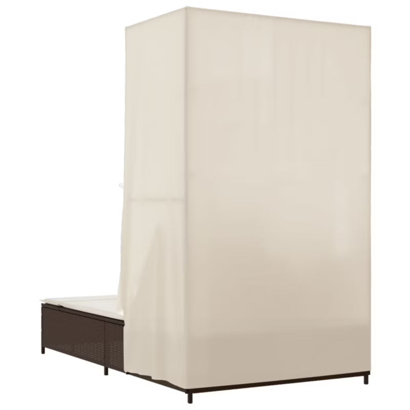 Liggestol Dobbelt 104x197 cm Brun med Kaleche og Gardiner