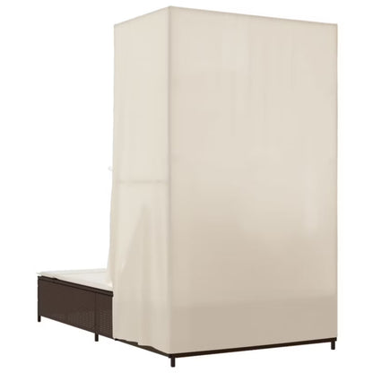 Liggestol Dobbelt 104x197 cm Brun med Kaleche og Gardiner