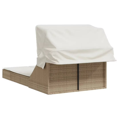 Liggestol Dobbelt 108x236 cm Beige med Solsejl