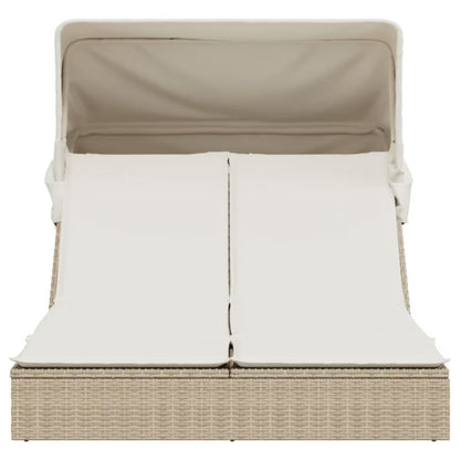Liggestol Dobbelt 108x236 cm Beige med Solsejl