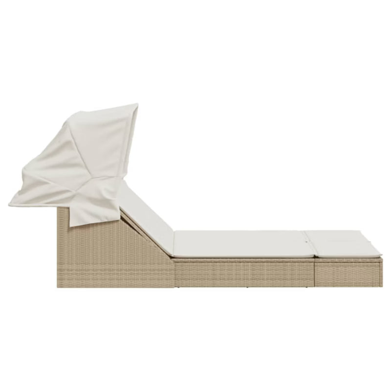 Liggestol Dobbelt 108x236 cm Beige med Solsejl
