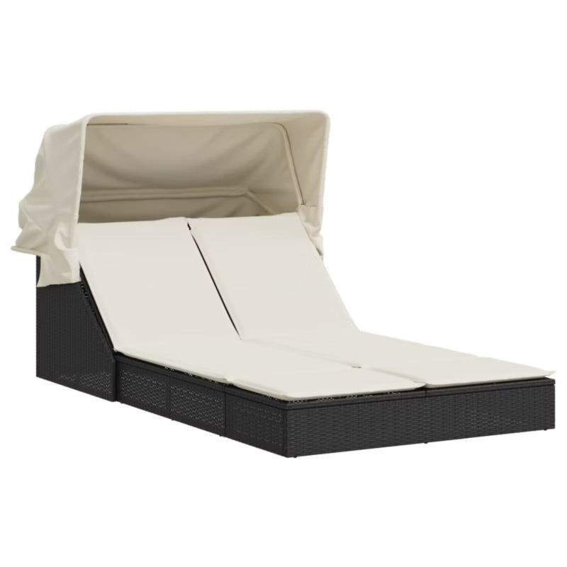 Liggestol Dobbelt 108x236 cm Sort med Baldakin