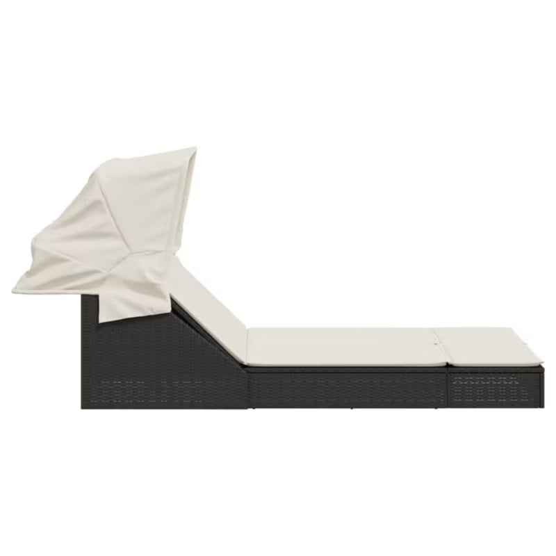 Liggestol Dobbelt 108x236 cm Sort med Baldakin