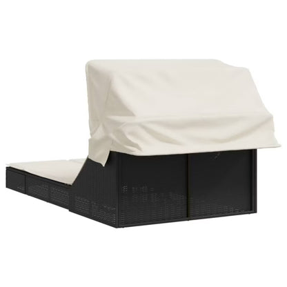 Liggestol Dobbelt 108x236 cm Sort med Baldakin
