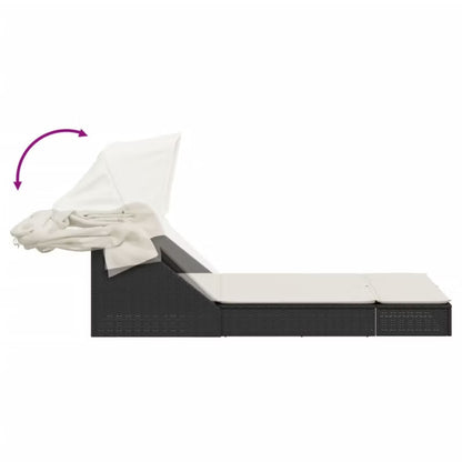 Liggestol Dobbelt 108x236 cm Sort med Baldakin