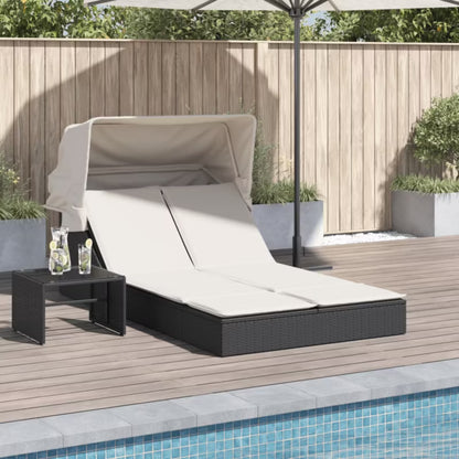 Liggestol Dobbelt 108x236 cm Sort med Baldakin