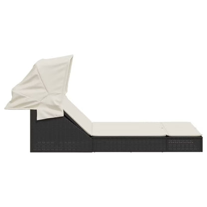 Liggestol Dobbelt 108x236 cm Sort med Baldakin