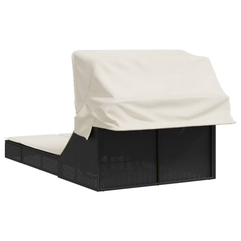 Liggestol Dobbelt 108x236 cm Sort med Baldakin
