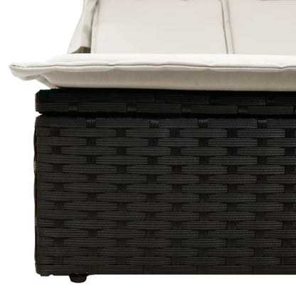 Liggestol Dobbelt 108x236 cm Sort med Baldakin