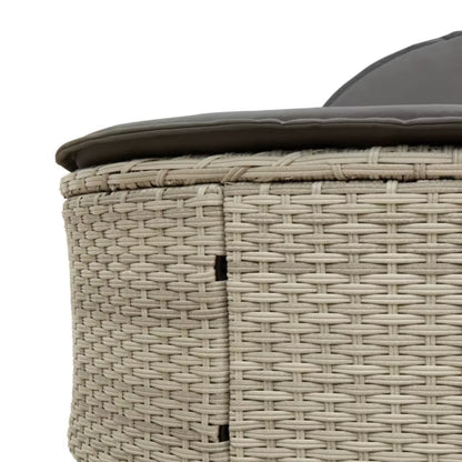Liggestol Dobbelt 110x200 cm Grå Polyrattan med Hynder WM-368651