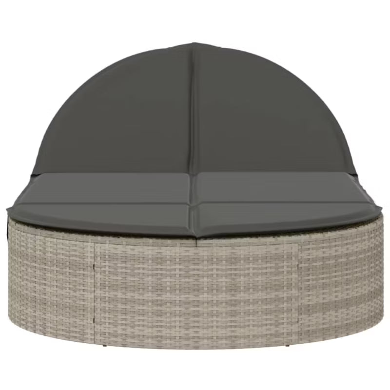 Liggestol Dobbelt 110x200 cm Grå Polyrattan med Hynder WM-368651