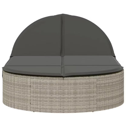 Liggestol Dobbelt 110x200 cm Grå Polyrattan med Hynder WM-368651