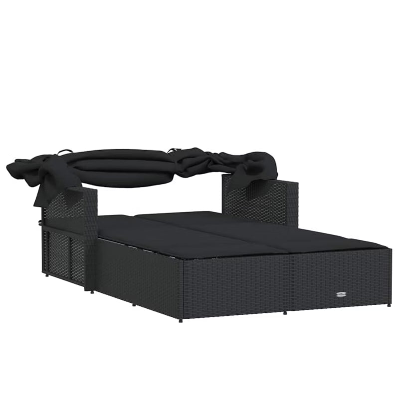 Liggestol Dobbelt 110x201 cm Sort med Kaleche