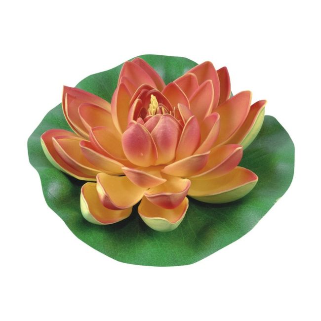 Greenmill kunstig vandlilje i skum, Ø 19 cm, orange