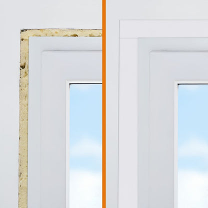 PVC-skjuleliste 2x50 mm, QUEST vinduesmodel, selvklæbende flad afslutningsliste til vinduer, dekorativ, hvid, 5 m