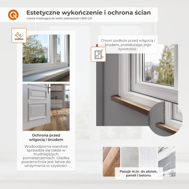 Dækliste PVC 40x40 mm 5 m Hvid Selvklæbende