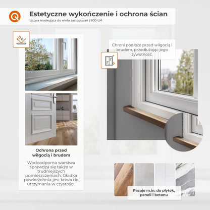 Dækliste PVC 40x40 mm 5 m Hvid Selvklæbende