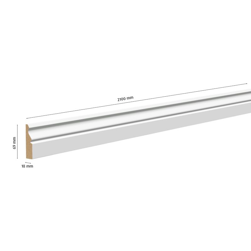 Listva Maskerende MDF 18 x 69 x 2100 mm Ogee Hvid