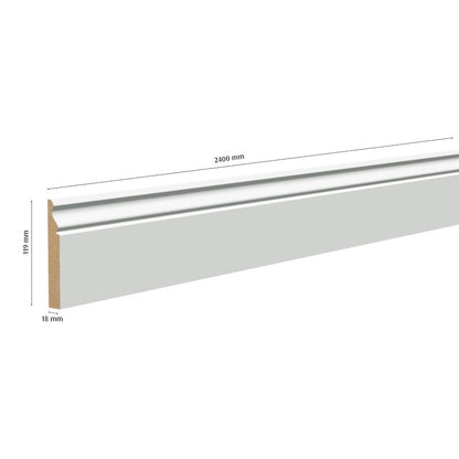 MDF Fodpanel Ogee 240 cm Hvid 18 mm