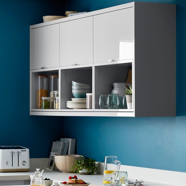 Hjørneliste til højskab GoodHome Alisma 89,5 x 5,9 cm grå blank