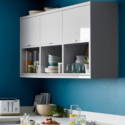 Hjørneliste til højskab GoodHome Alisma 89,5 x 5,9 cm grå blank