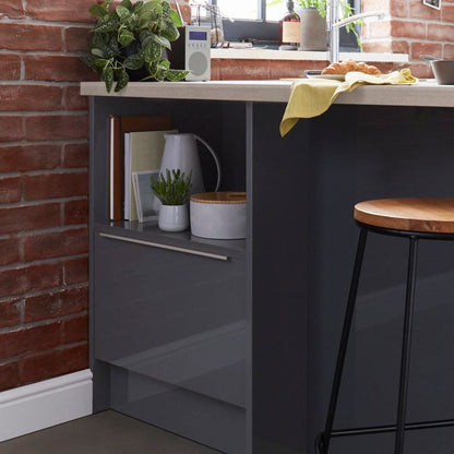 Hjørneliste til højskab GoodHome Stevia / Garcinia 89,5 x 5,9 cm i antracit med blank finish
