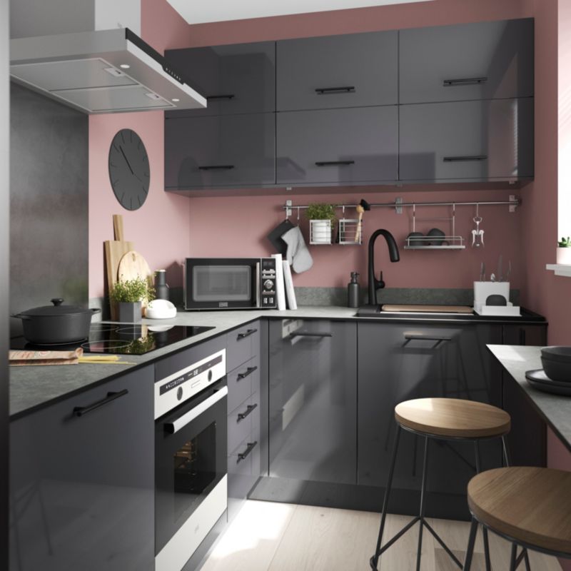 GoodHome Stevia Innovo hjørneliste 71,5 x 5,9 cm i antracit med blank finish