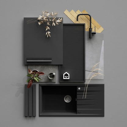 GoodHome Stevia Innovo hjørneliste 71,5 x 5,9 cm i antracit med blank finish