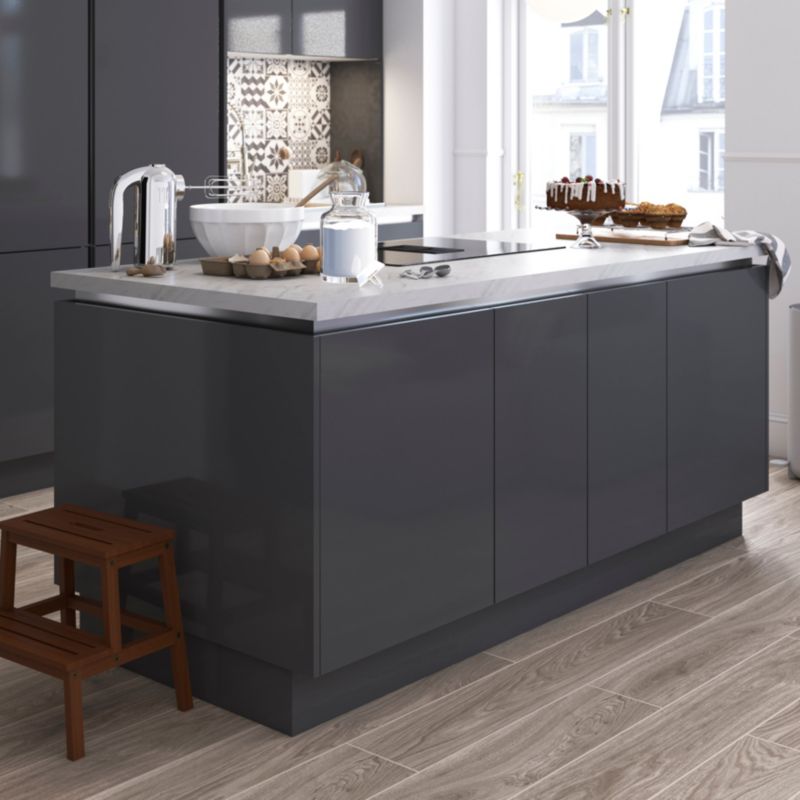 GoodHome Stevia Innovo hjørneliste 71,5 x 5,9 cm i antracit med blank finish